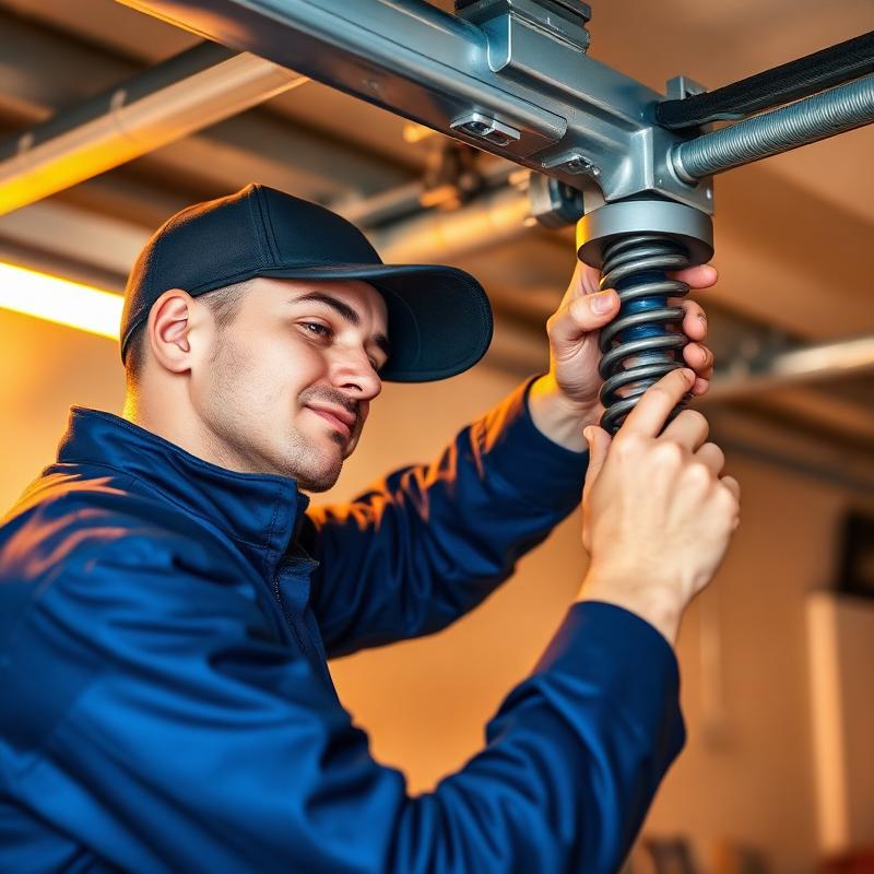 Hyde Park Garage Doors certified technician installing residential garage door in Boston area